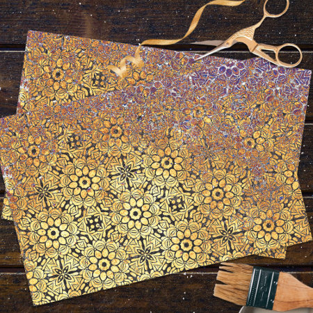 Rusted Textured Geometric Damask Floral Pattern