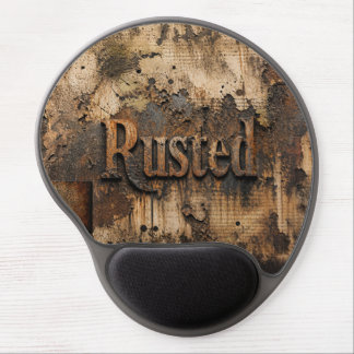 Rusted Typography on Grungy Industrial Wall Gel Mouse Pad