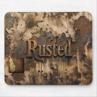 Rusted Typography on Grungy Industrial Wall Mouse Pad
