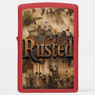 Rusted Typography on Grungy Industrial Wall Zippo Lighter