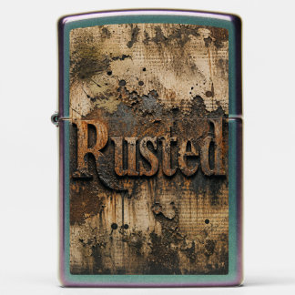 Rusted Typography on Grungy Industrial Wall Zippo Lighter