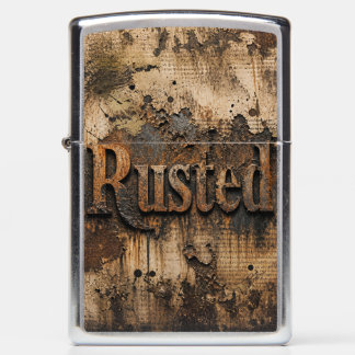 Rusted Typography on Grungy Industrial Wall Zippo Lighter