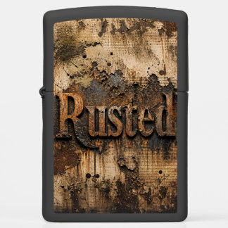 Rusted Typography on Grungy Industrial Wall Zippo Lighter