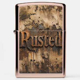 Rusted Typography on Grungy Industrial Wall Zippo Lighter
