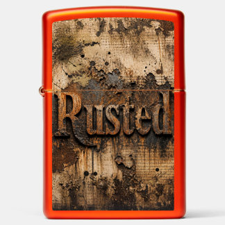 Rusted Typography on Grungy Industrial Wall Zippo Lighter