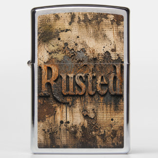 Rusted Typography on Grungy Industrial Wall Zippo Lighter