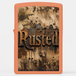 Rusted Typography on Grungy Industrial Wall Zippo Lighter
