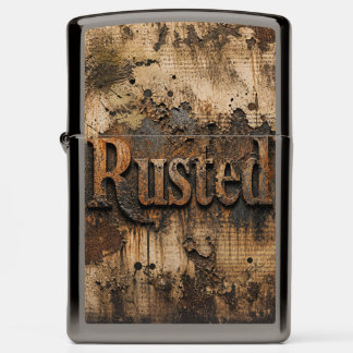 Rusted Typography on Grungy Industrial Wall Zippo Lighter