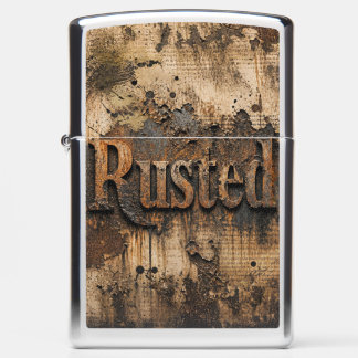 Rusted Typography on Grungy Industrial Wall Zippo Lighter