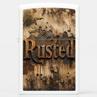 Rusted Typography on Grungy Industrial Wall Zippo Lighter