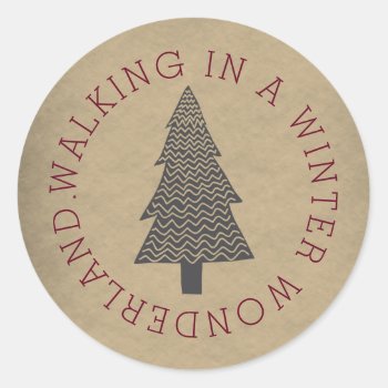 Rusti Walking In A Winter Wonderland | Vintage Classic Round Sticker by RedefinedDesigns at Zazzle