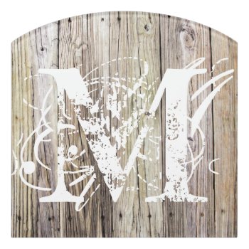 Rusti Wood Monogrammed Door Sign by ICandiPhoto at Zazzle