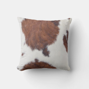 Rustic Сowhide Fur Print Throw Pillow
