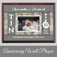Rustic 10 year tin Anniversary photo grey