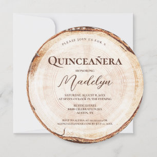 Rustic 15th birthday Quinceanera Wood Grain Invitation