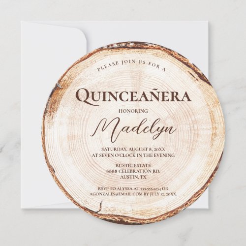 Rustic 15th birthday Quinceanera Wood Grain Invitation