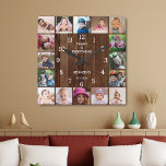 Rustic 16 Photo Collage Family Quote Pallet Wood  Square Wall Clock<br><div class="desc">Create your own photo collage wall clock with 16 of your favorite pictures. The photo frame clock helps you treasure your special moments and also makes a thoughtful gift for parents, grandparents and friends. The personalized family clock makes it a perfect gift for all occasions. Personalize with family name and...</div>