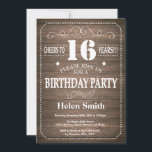 Rustic 16th Birthday Invitation<br><div class="desc">Rustic 16th Birthday Invitation. White Typography. Rustic Wood Background. Kids Birthday. Male Men or Women Birthday. Kids Boy or Girl Lady Teen Teenage Bday Invite. 13th 15th 16th 18th 20th 21st 30th 40th 50th 60th 70th 80th 90th 100th. Any Age. For further customization, please click the "Customize it" button and...</div>