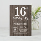 Rustic 16th Birthday Invitation | Zazzle
