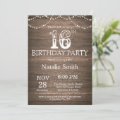 Rustic 16th Birthday Invitation String Lights | Zazzle