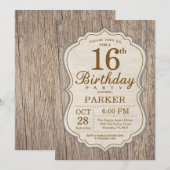 Rustic 16th Birthday Invitation Wood | Zazzle