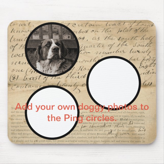Rustic 1860's Your Custom Dog Art Ephemera Print Mouse Pad (Front)