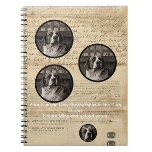 Rustic 1860's Your Custom Dog Art Ephemera Print Notebook