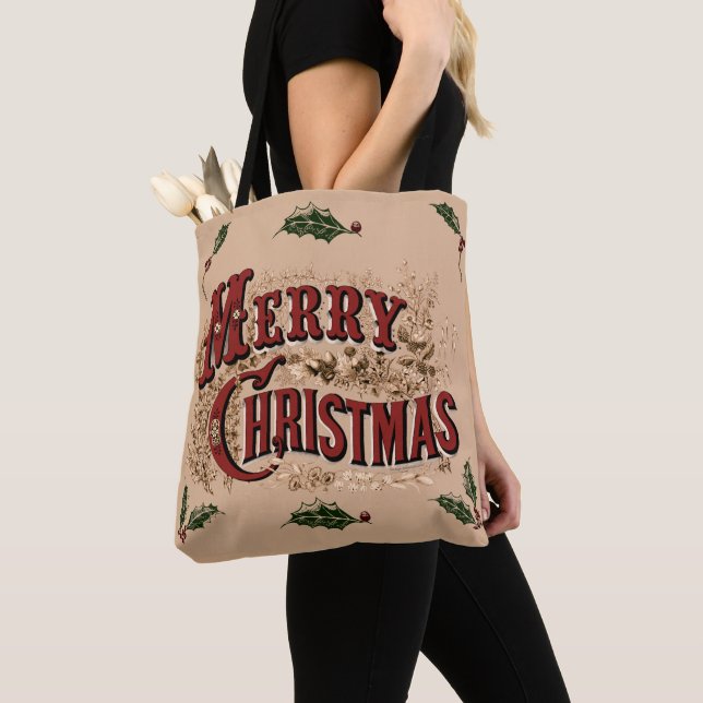 Rustic 1876 Merry Christmas Tote Bag (Close Up)