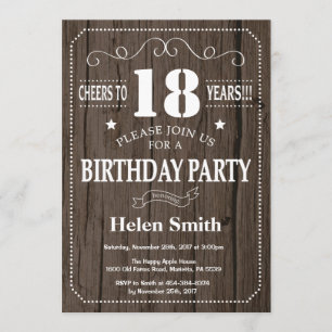 Rustic 18th Birthday Invitation