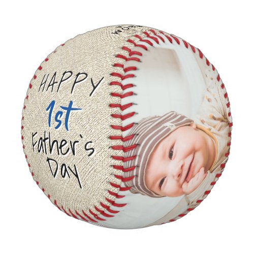 Rustic 1st Fathers Day Script 2 Photo Collage Bas Baseball