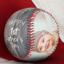 Rustic 1st Father`s Day Script 2 Photo Collage Baseball