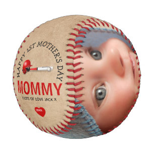 Rustic 1st Mother's Day 2 Photo Gift Baseball