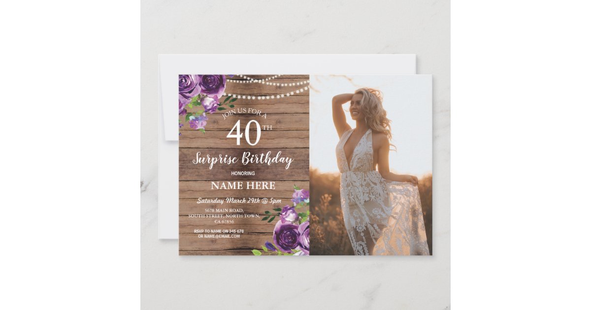 Rustic 21st 30th 40th Birthday Party Wood Photo Invitation | Zazzle