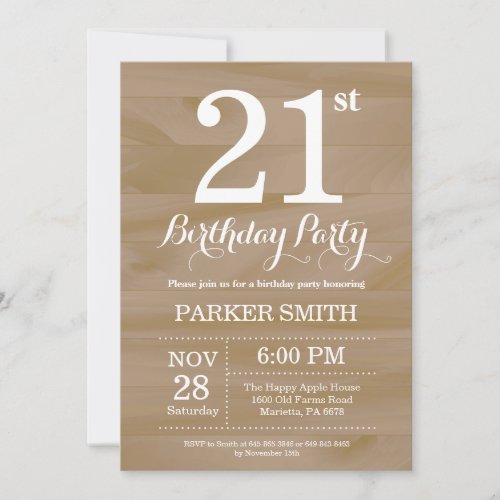 Rustic 21st Birthday Invitation