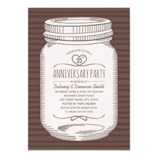 Rustic 25th wedding anniversary Mason Jar Party Card