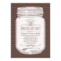 Rustic 25th wedding anniversary Mason Jar Party Invitation