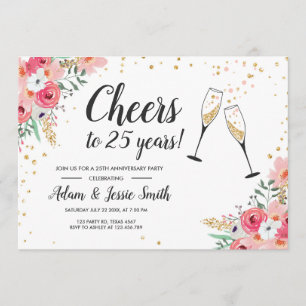 Rustic 25th Wedding Anniversay Invitation Floral