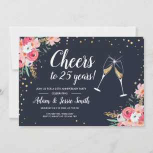 Rustic 25th Wedding Anniversay Invitation Floral