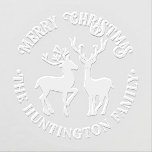 Rustic 2 Deer Merry Christmas Greeting Family Name Embosser<br><div class="desc">Rustic 2 Deer Merry Christmas Greeting Family Name Round Embosser ==========</div>