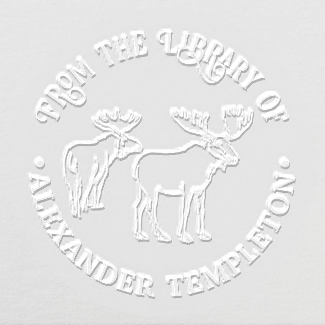 Rustic 2 Moose with Antlers Library Book Name Embosser (Design)