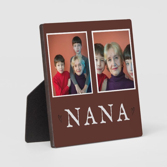 Rustic 2-Photo Personalized Grandma Plaque (Front)