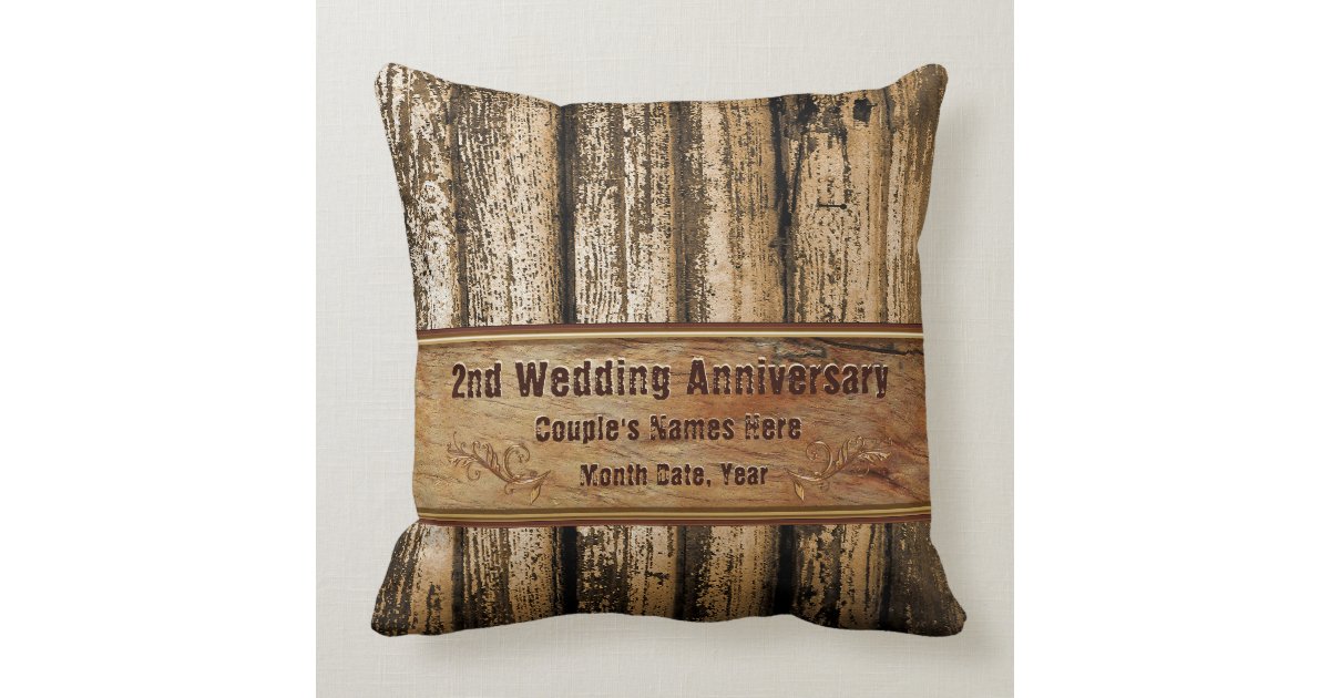 Rustic 2nd Wedding Anniversary Gift For Husband Throw Pillow Zazzle Com