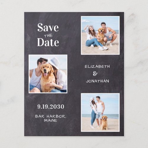 Rustic 3 Photo Budget Chalkboard Save The Date