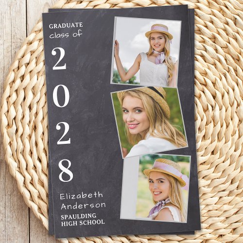 Rustic 3 Photo Budget Graduation Announcement