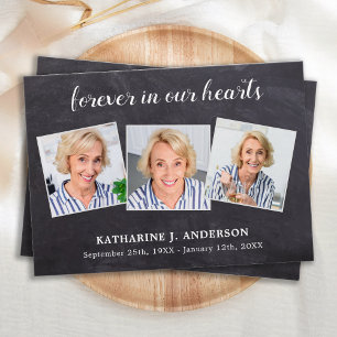 Rustic 3 Photo Memorial Funeral Prayer Card