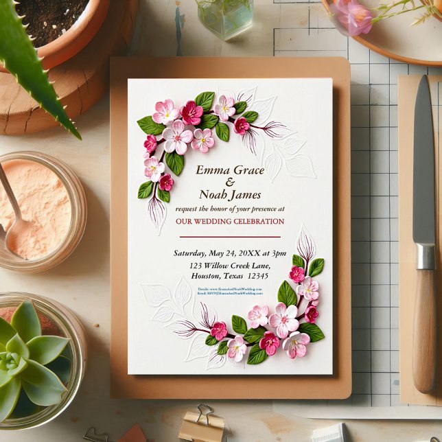 Rustic 3D Floral Wedding Invitation (Creator Uploaded)