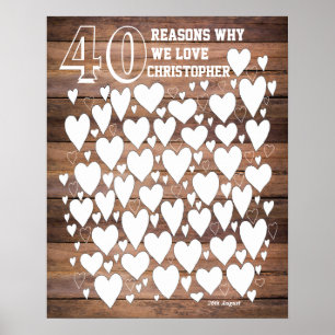 Rustic 40th Birthday Guest Book Poster