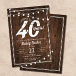 Rustic 40th Birthday with String Lights Party Invitation<br><div class="desc">This rustic 40th birthday invitation features string lights on a dark wood background. Click the customize button for more flexibility in modifying the text! Variations of this design, additional colors, as well as coordinating products are available in our shop, zazzle.com/doodlelulu*. Contact us if you need this design applied to a...</div>