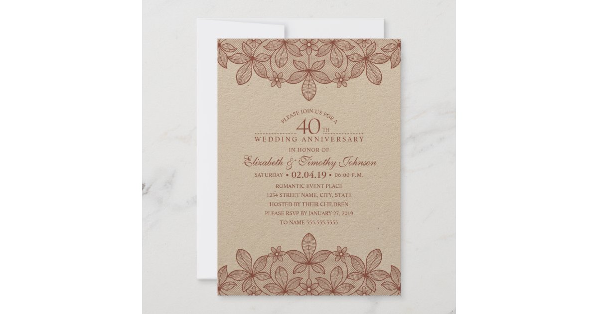 vintage 40th anniversary invitations