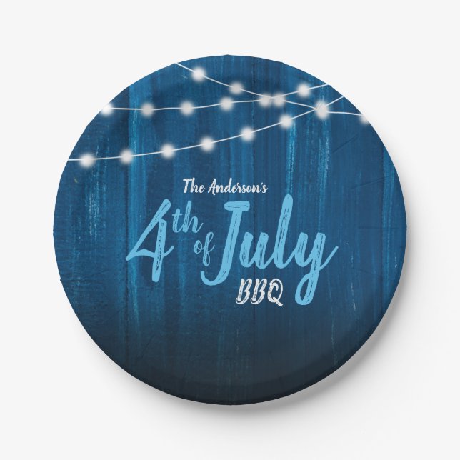 Rustic 4th of July BBQ Paper Plates (Front)